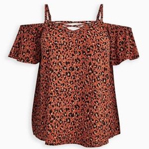 Georgette Lace Up Cold Shoulder top